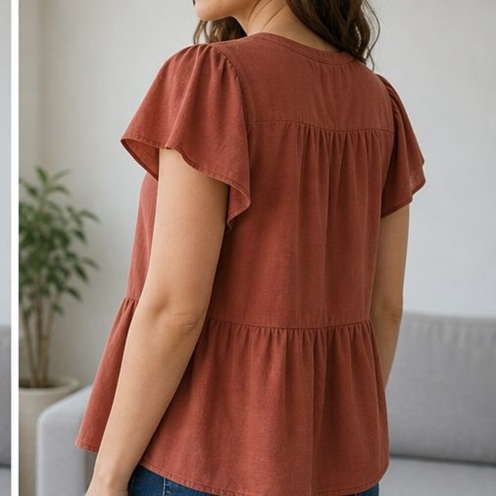 Rust Smocked Top - Picture 3 of 6